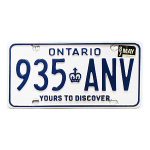 1987 Ontario License Plate #935ANV