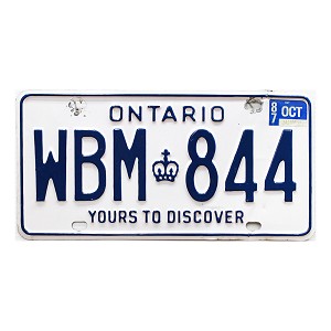 1987 Ontario License Plate #WBM844