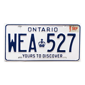 1987 Ontario License Plate #WEA527