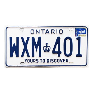 1987 Ontario License Plate #WXM401