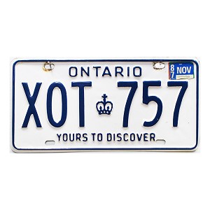 1987 Ontario License Plate #XOT757