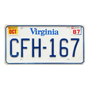 1987 Virginia License Plate #CFH167