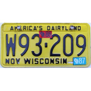 1987 Wisconsin License Plate #W93209
