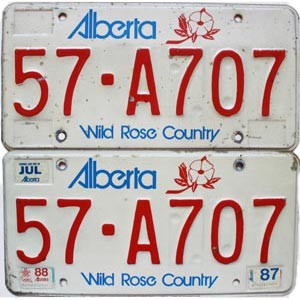 1988 Alberta Commercial License Plates Pair #57A707