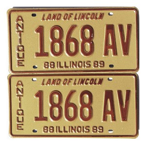 1988 Illinois Antique Vehicle License Plates Pair #1868AV