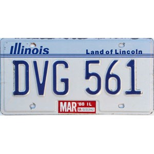1988 Illinois License Plate #DVG561