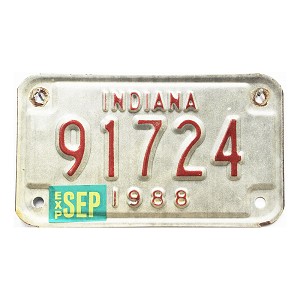1988 Indiana Motorcycle License Plate #91724