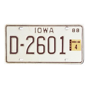 1988 Iowa Dealer License Plate #D2601