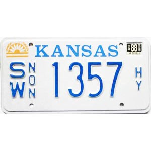 1988 Kansas Non-Hiway License Plate #1357