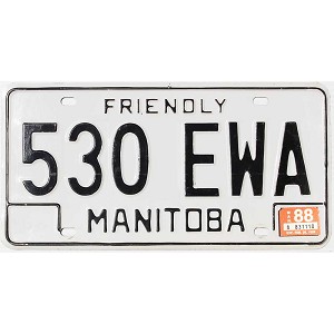 1988 Manitoba License Plate #530EWA
