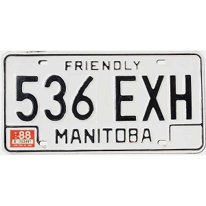 1988 Manitoba License Plate #536EXH