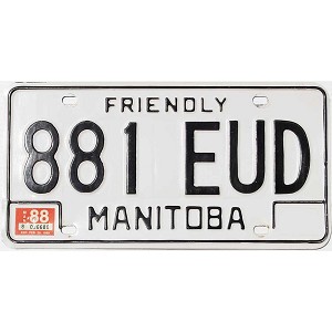 1988 Manitoba License Plate #881EUD