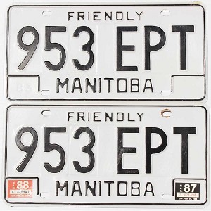 1988 Manitoba License Plates Pair #953EPT