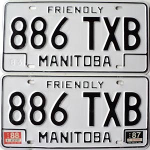 1988 Manitoba License Plates Pair #886TXB