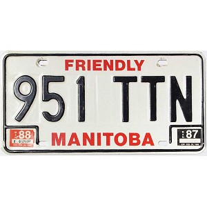 1988 Manitoba Truck License Plate #951TTN