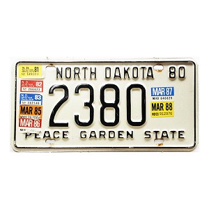 1988 North Dakota License Plate #2380
