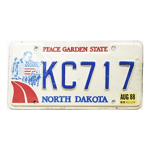 1988 North Dakota License Plate #KC717