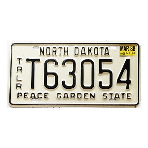 1988 North Dakota Trailer License Plate #T63054