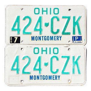 1988 Ohio License Plates Pair #424CZK