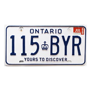 1988 Ontario License Plate #115BYR