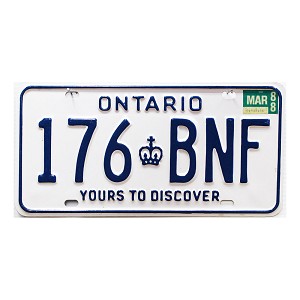 1988 Ontario License Plate #176BNF