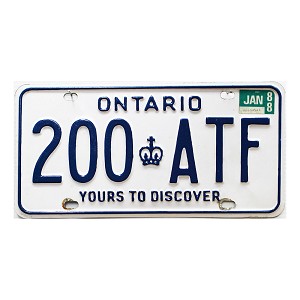 1988 Ontario License Plate #200ATF