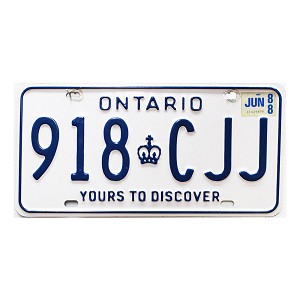 1988 Ontario License Plate #918CJJ