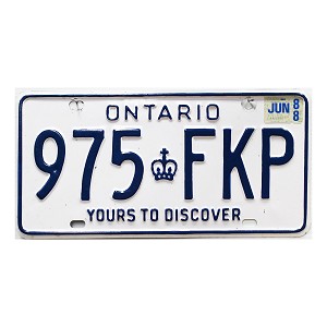 1988 Ontario License Plate #975FKP