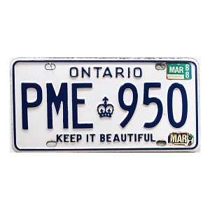 1988 Ontario License Plate #PME950