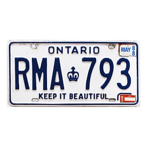1988 Ontario License Plate #RMA793