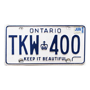 1988 Ontario License Plate #TKW400