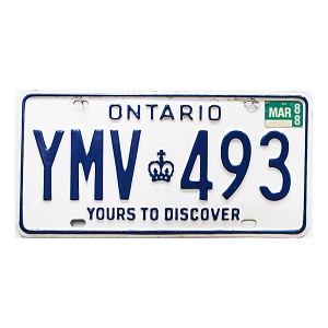 1988 Ontario License Plate #YMV493