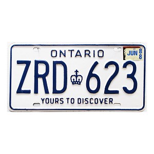 1988 Ontario License Plate #ZRD623