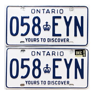1988 Ontario License Plates Pair #058EYN
