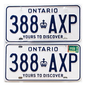 1988 Ontario License Plates Pair #388AXP