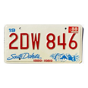 1988 South Dakota License Plate #2DW846