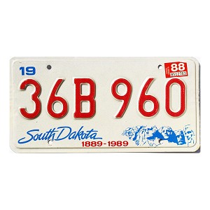 1988 South Dakota License Plate #36B960