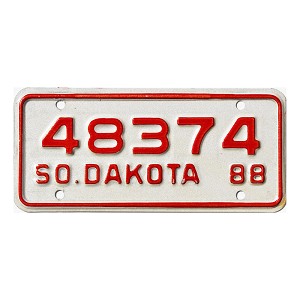 1988 South Dakota Motorcycle License Plate #48374