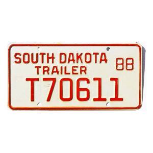 1988 South Dakota Trailer License Plate #T70611
