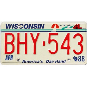 1988 Wisconsin License Plate #BHY543