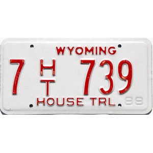 1988 Wyoming House Trailer License Plate #7739