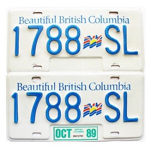 1989 British Columbia Truck License Plates Pair #1788SL