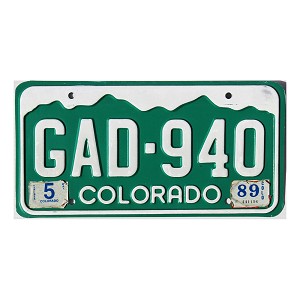 1989 Colorado License Plate #GAD940