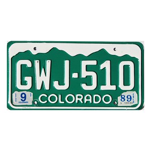 1989 Colorado License Plate #GWJ510