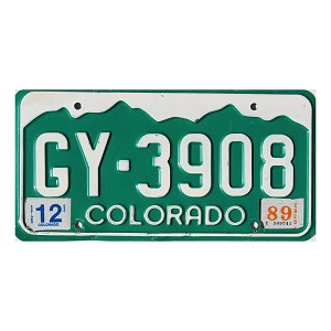 1989 Colorado License Plate #GY3908