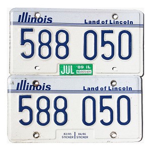 1989 Illinois License Plates Pair #588050