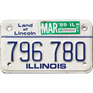 1989 Illinois Motorcycle License Plate #796680