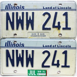 1989 Illinois License Plates Pair #NWW241