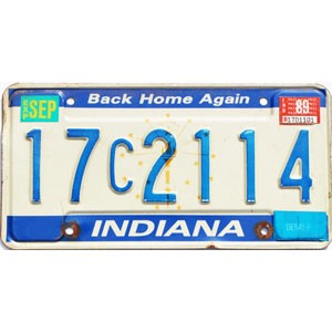 1989 Indiana License Plate #17C2114