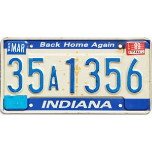 1989 Indiana License Plate #35A1356
